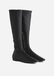 Stretch Leather Knee-High Bootie in Black - CO Collections